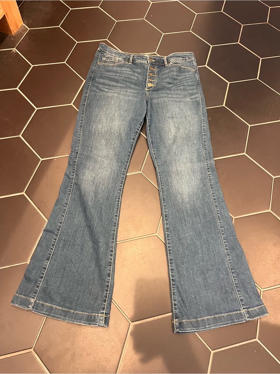 sofia by sofia vergara Denim - sofia by sofia vergara Medium Wash Flare Jeans with Button Fly